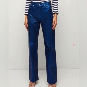 Veronica Beard Dylan Full Length Straight High Rise Coated Jeans NWT